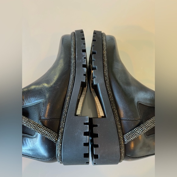 Rene Caovilla Cleo Shimmery Chelsea Boots Black Leather Size EU 37 - Picture 5 of 10